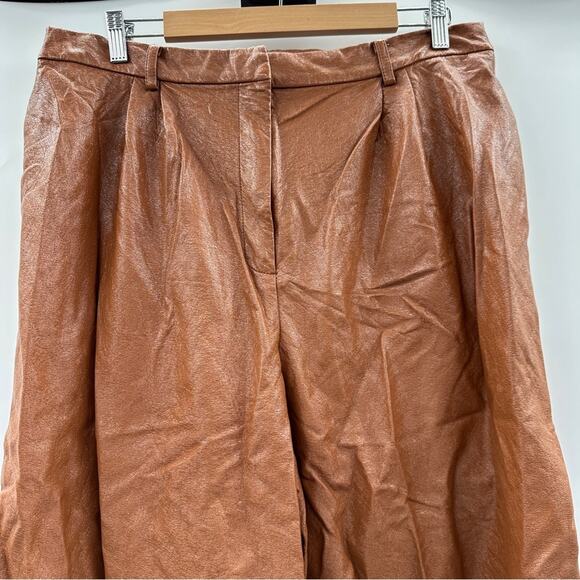 RTR Slate & Willow Brown Faux Leather High‎ Rise Wide Leg Pants Sz XL - Picture 3 of 14